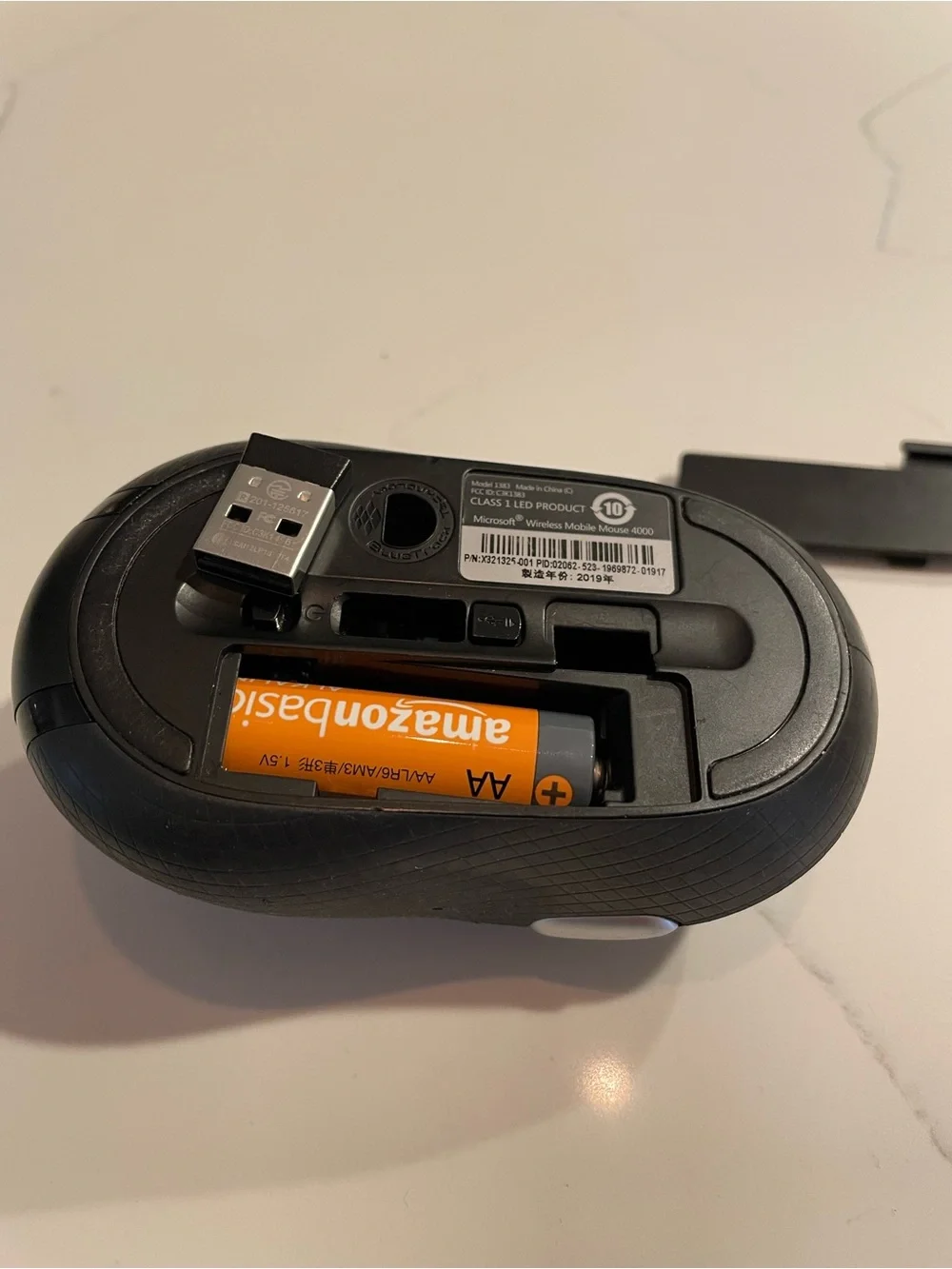 Microsoft Black Wireless Mouse with Green Indicator Light